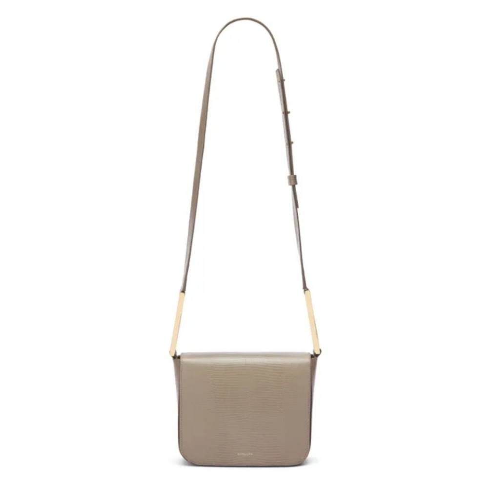 DeMellier Stockholm Lizard Print Shoulder Bag in Taupe